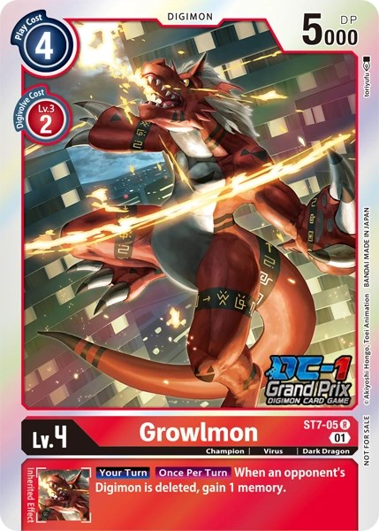 Growlmon [ST7-05] (DC-1 2022 Stamped) [Starter Deck: Gallantmon Promos] | Shuffle n Cut Hobbies & Games