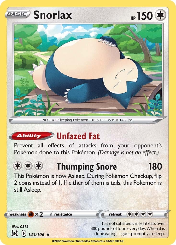 Snorlax (143/196) [Sword & Shield: Lost Origin] | Shuffle n Cut Hobbies & Games