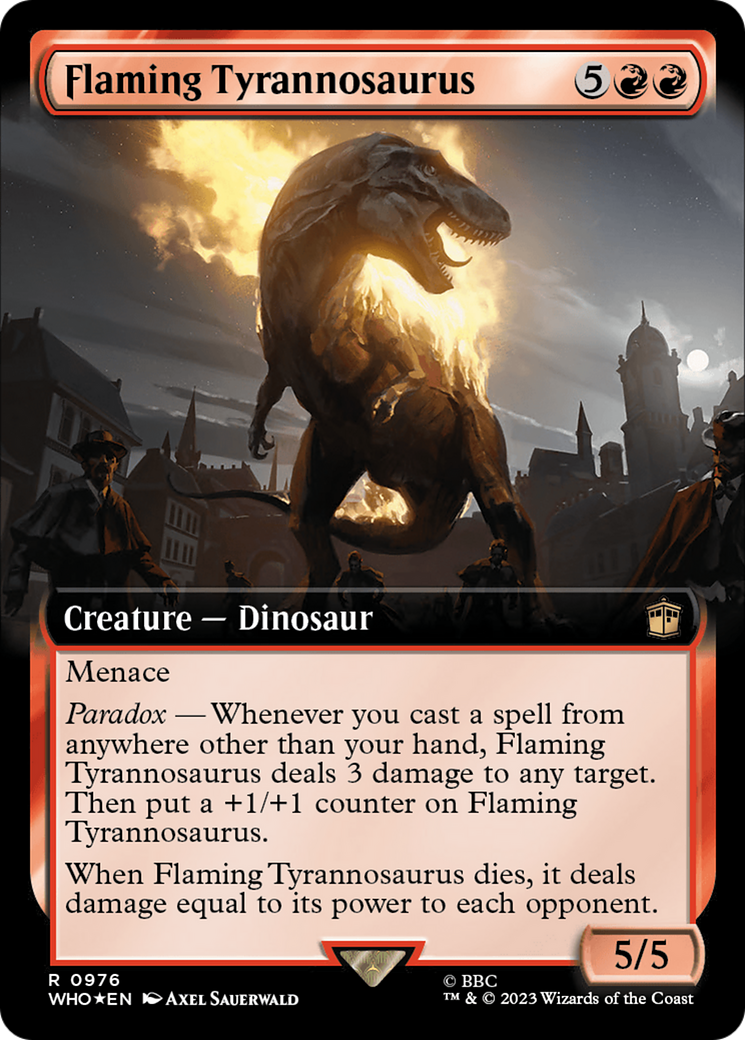 Flaming Tyrannosaurus (Extended Art) (Surge Foil) [Doctor Who] | Shuffle n Cut Hobbies & Games