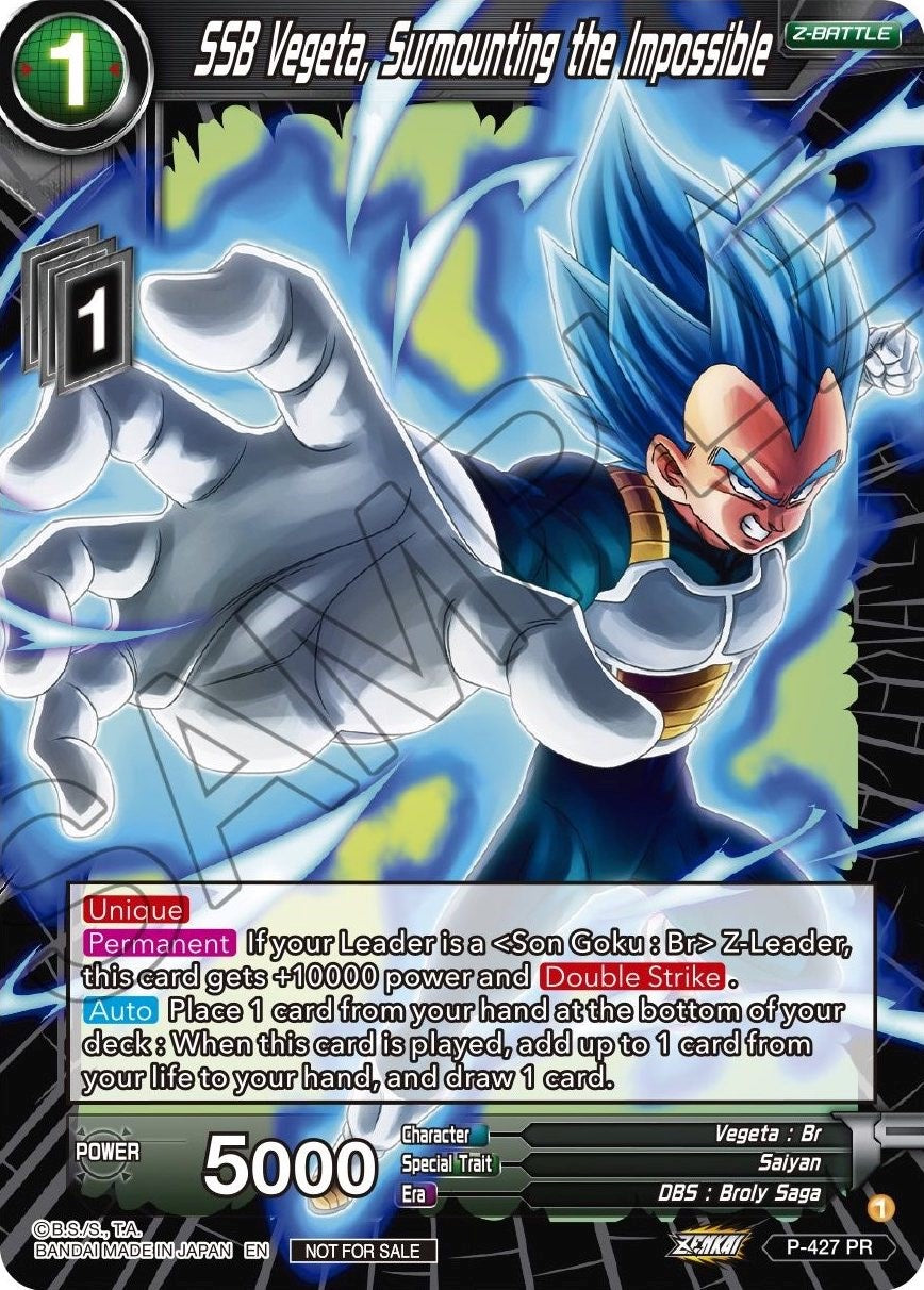 SSB Vegeta, Surmounting the Impossible (P-427) [Promotion Cards] | Shuffle n Cut Hobbies & Games