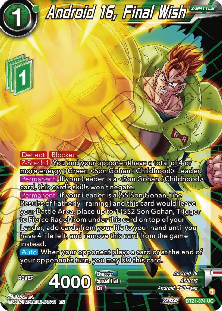 Android 16, Final Wish (BT21-074) [Wild Resurgence] | Shuffle n Cut Hobbies & Games