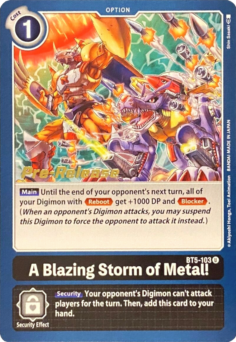 A Blazing Storm of Metal! [BT5-103] [Battle of Omni Pre-Release Promos] | Shuffle n Cut Hobbies & Games