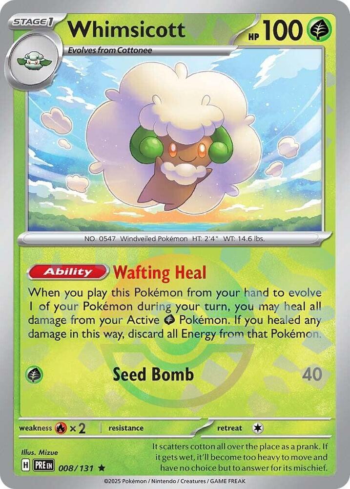 Whimsicott (008/131) (Poke Ball Pattern) [Scarlet & Violet: Prismatic Evolutions] | Shuffle n Cut Hobbies & Games