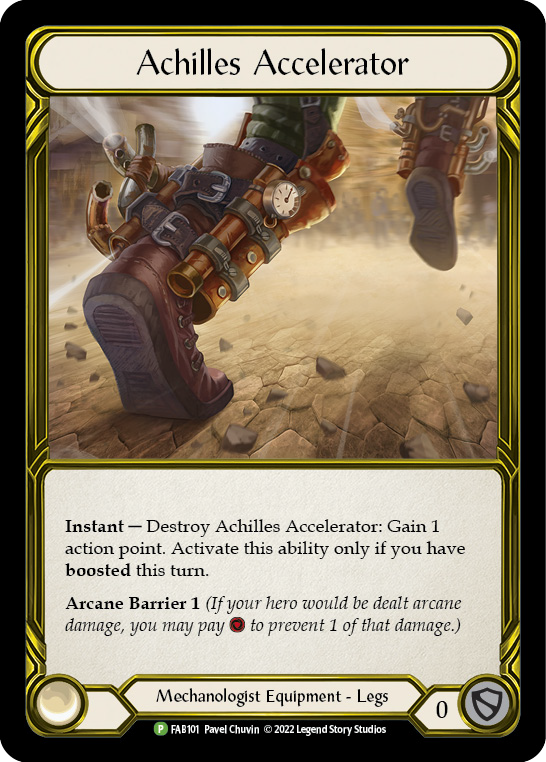 Achilles Accelerator (Golden) [FAB101] (Promo)  Cold Foil | Shuffle n Cut Hobbies & Games