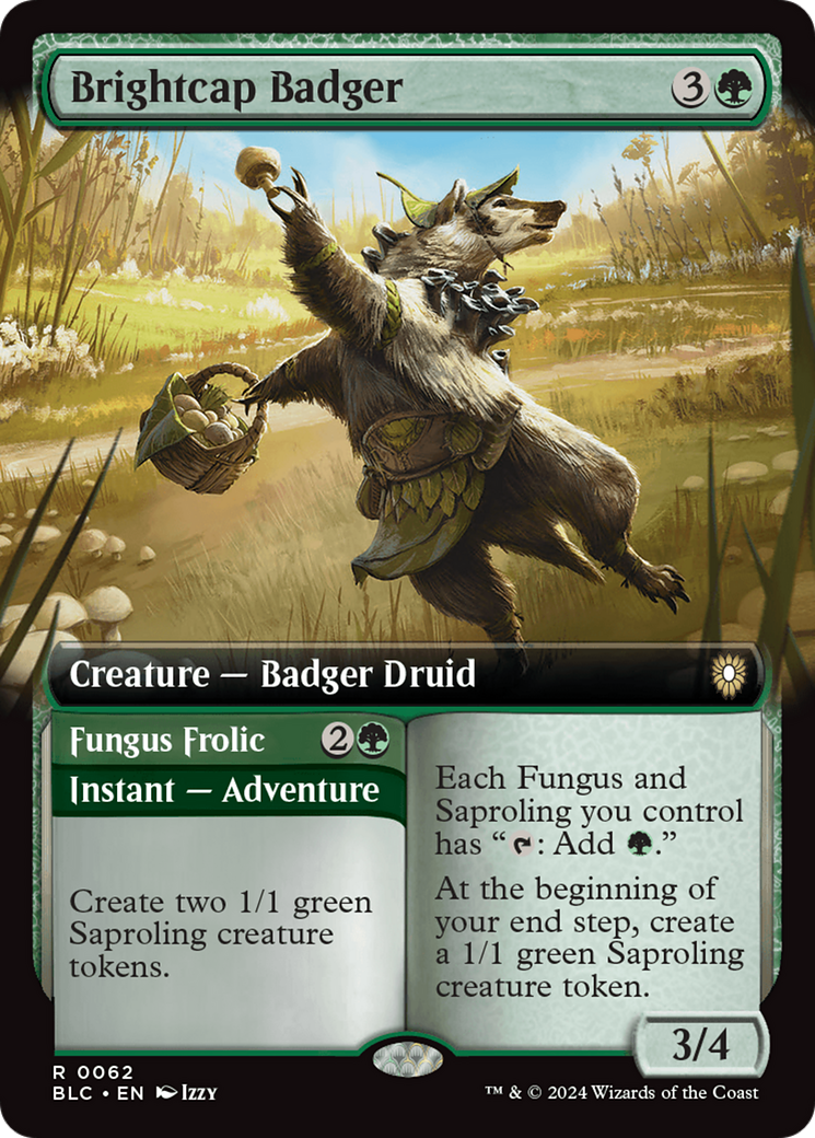 Brightcap Badger // Fungus Frolic (Extended Art) [Bloomburrow Commander] | Shuffle n Cut Hobbies & Games