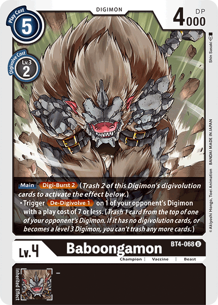 Baboongamon [BT4-068] [Great Legend] | Shuffle n Cut Hobbies & Games