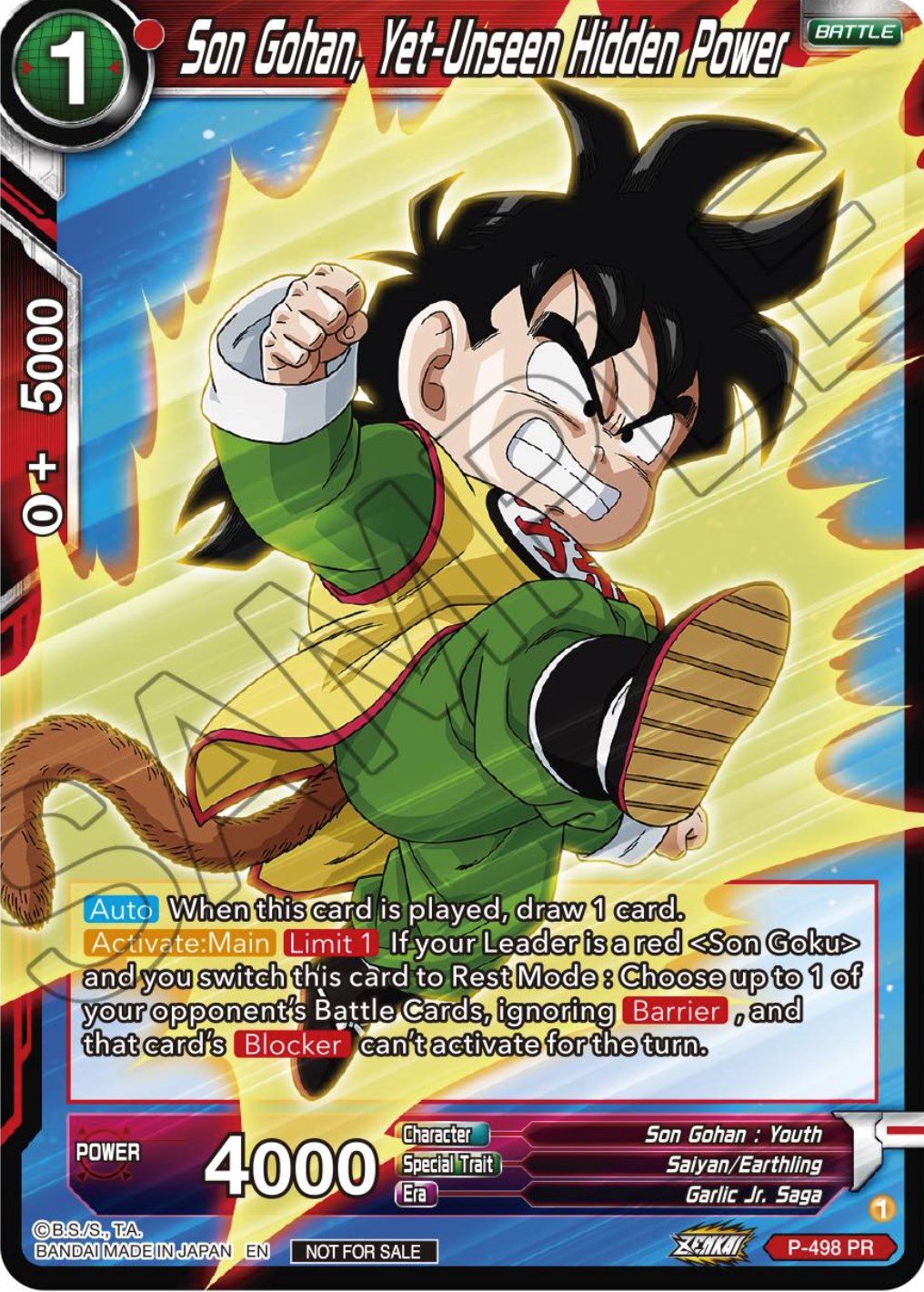 Son Gohan, Yet-Unseen Hidden Power (Zenkai Series Tournament Pack Vol.4) (P-498) [Tournament Promotion Cards] | Shuffle n Cut Hobbies & Games