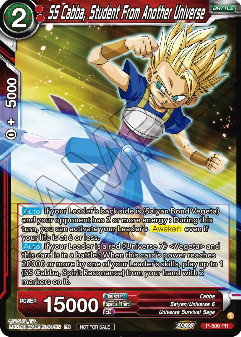 SS Cabba, Student From Another Universe (Zenkai Series Tournament Pack Vol.4) (P-500) [Tournament Promotion Cards] | Shuffle n Cut Hobbies & Games