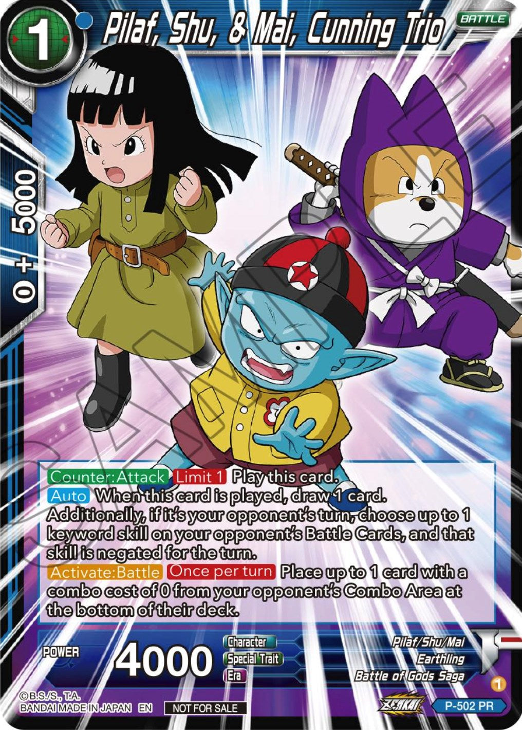 Pilaf, Shu, & Mai, Cunning Trio (Zenkai Series Tournament Pack Vol.4) (P-502) [Tournament Promotion Cards] | Shuffle n Cut Hobbies & Games