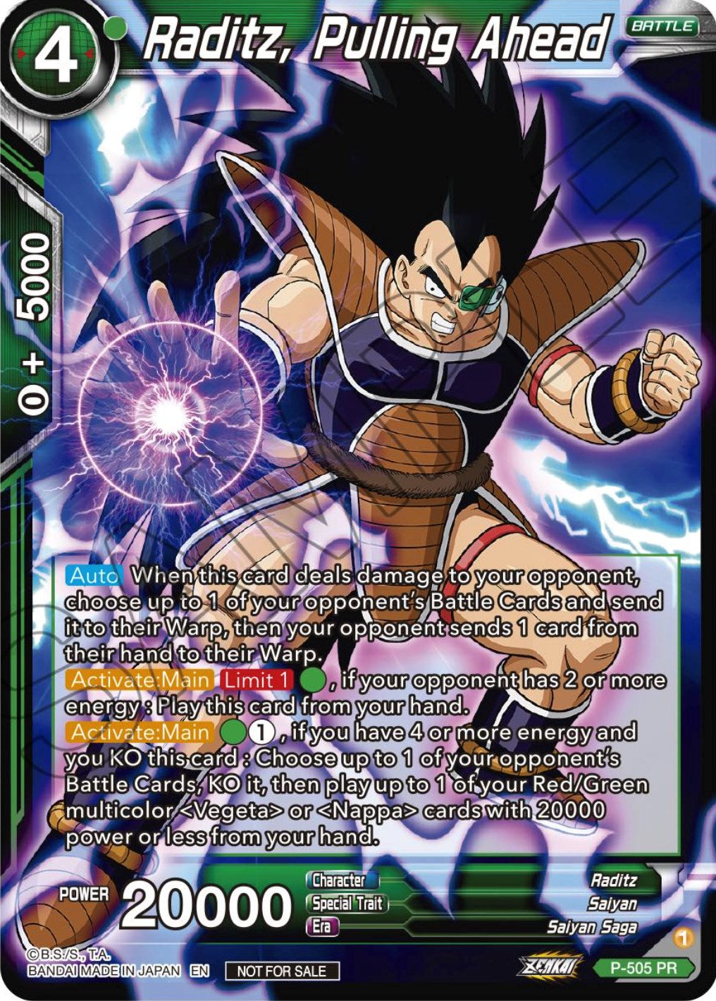 Raditz, Pulling Ahead (Zenkai Series Tournament Pack Vol.4) (P-505) [Tournament Promotion Cards] | Shuffle n Cut Hobbies & Games