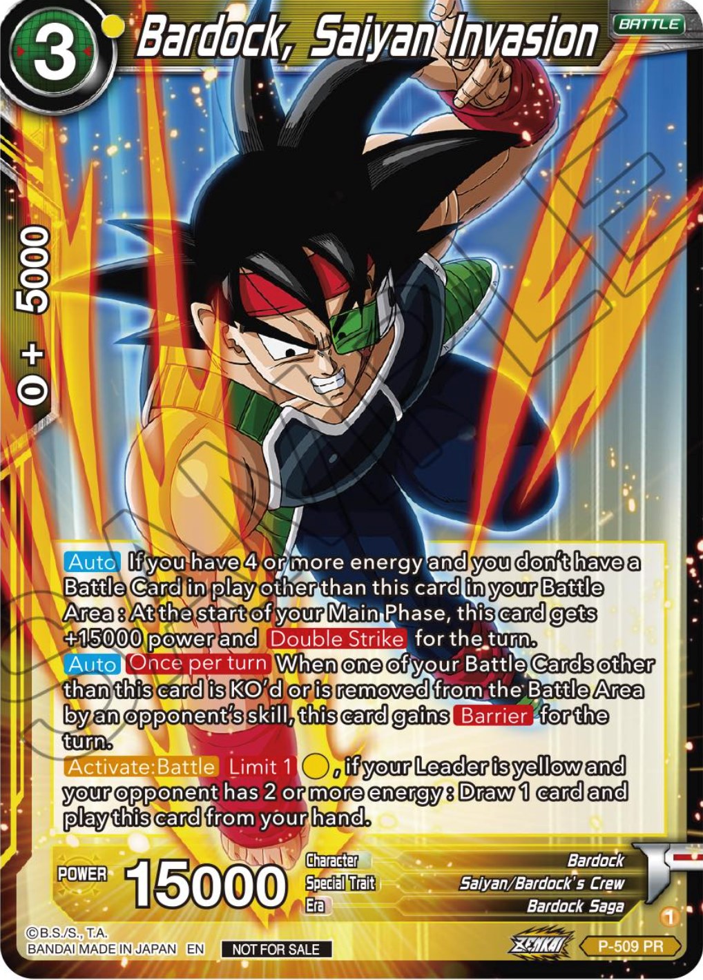 Bardock, Saiyan Invasion (Zenkai Series Tournament Pack Vol.4) (P-509) [Tournament Promotion Cards] | Shuffle n Cut Hobbies & Games