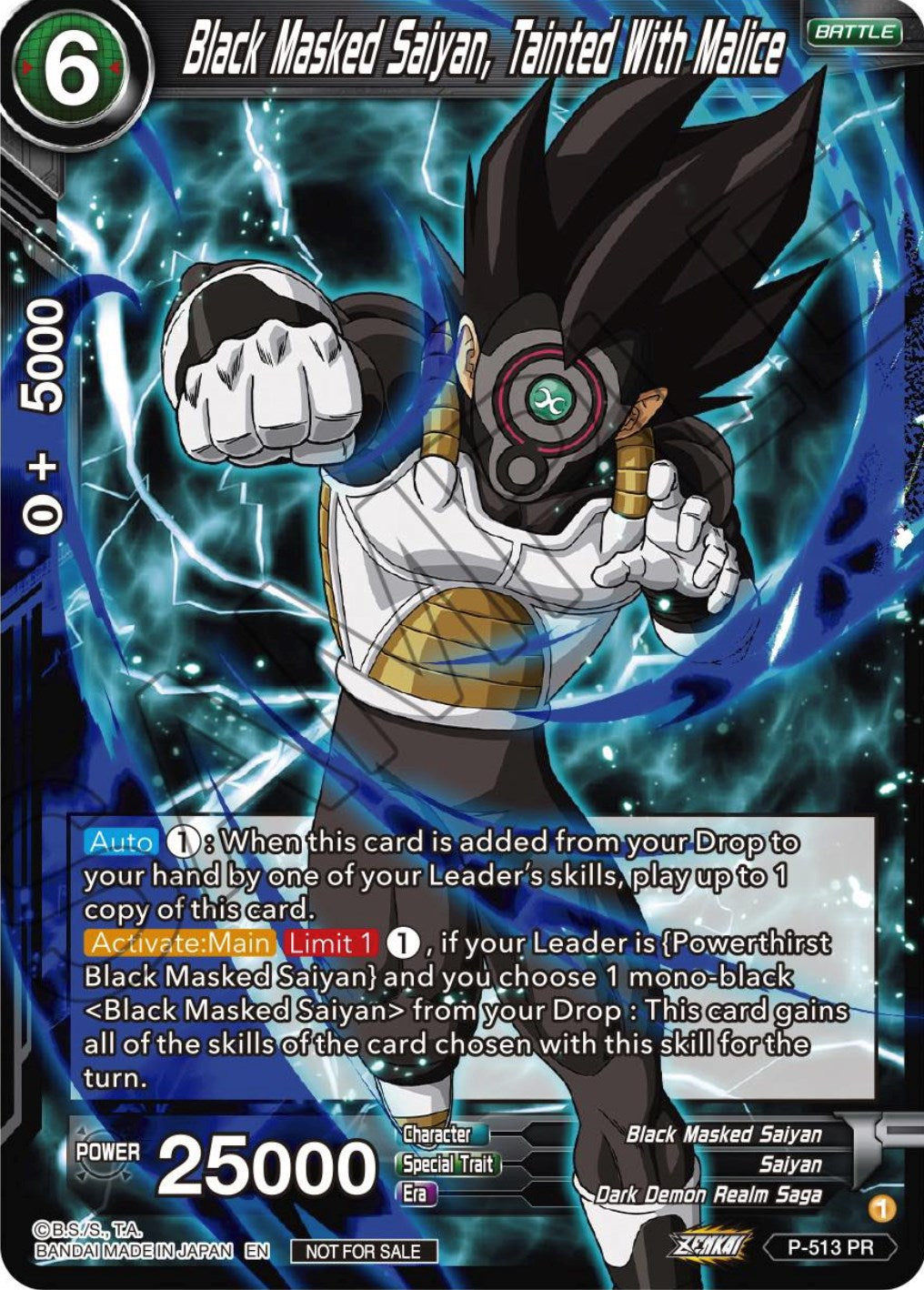 Black Masked Saiyan, Tainted With Malice (Zenkai Series Tournament Pack Vol.4) (P-513) [Tournament Promotion Cards] | Shuffle n Cut Hobbies & Games