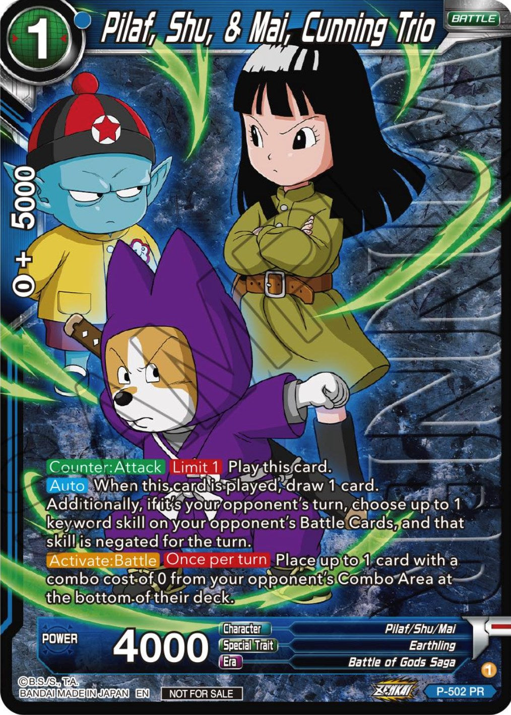 Pilaf, Shu, & Mai, Cunning Trio (Zenkai Series Tournament Pack Vol.4 Winner) (P-502) [Tournament Promotion Cards] | Shuffle n Cut Hobbies & Games