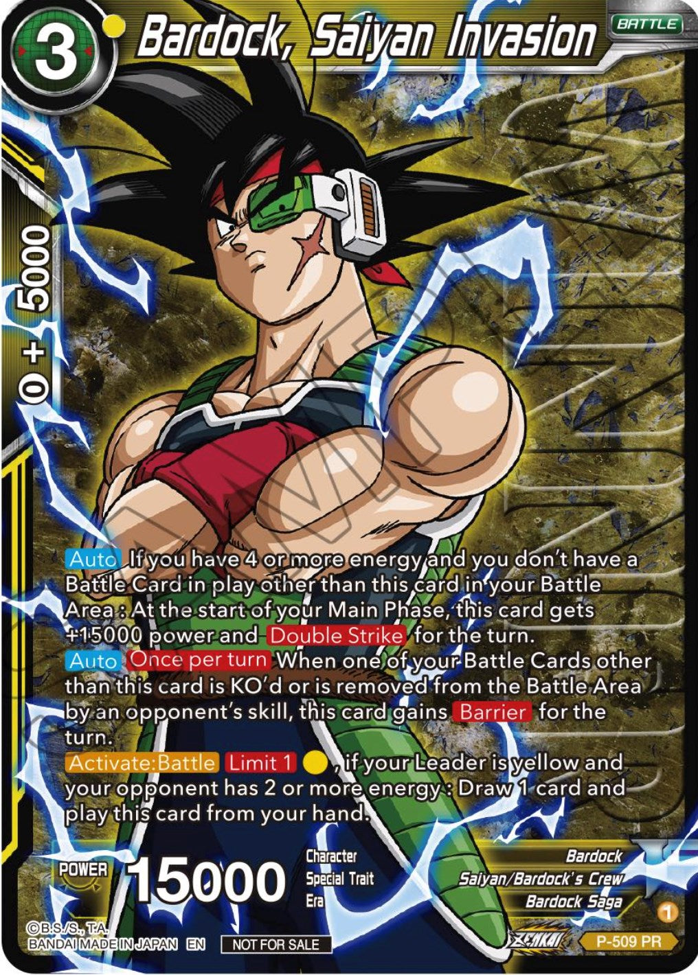 Bardock, Saiyan Invasion (Zenkai Series Tournament Pack Vol.4 Winner) (P-509) [Tournament Promotion Cards] | Shuffle n Cut Hobbies & Games