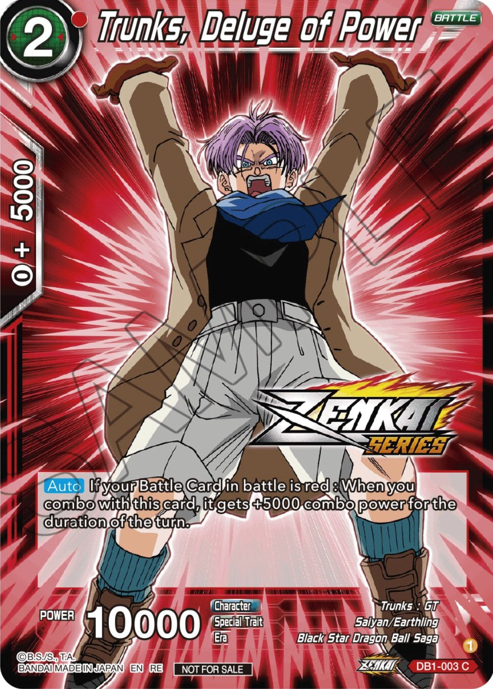 Trunks, Deluge of Power (Event Pack 12) (DB1-003) [Tournament Promotion Cards] | Shuffle n Cut Hobbies & Games