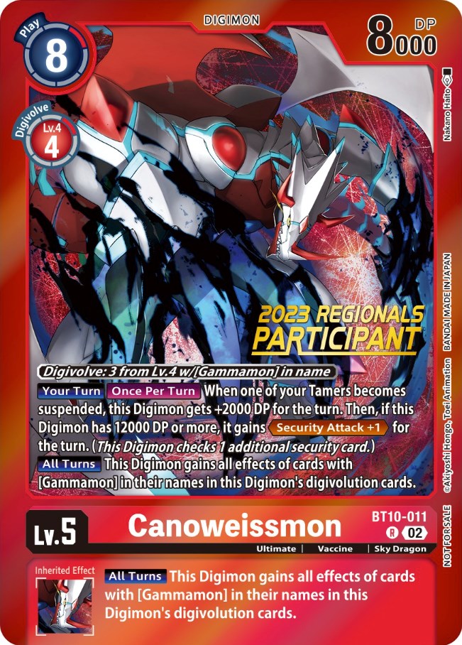 Canoweissmon [BT10-011] (2023 Regionals Participant) [Xros Encounter Promos] | Shuffle n Cut Hobbies & Games