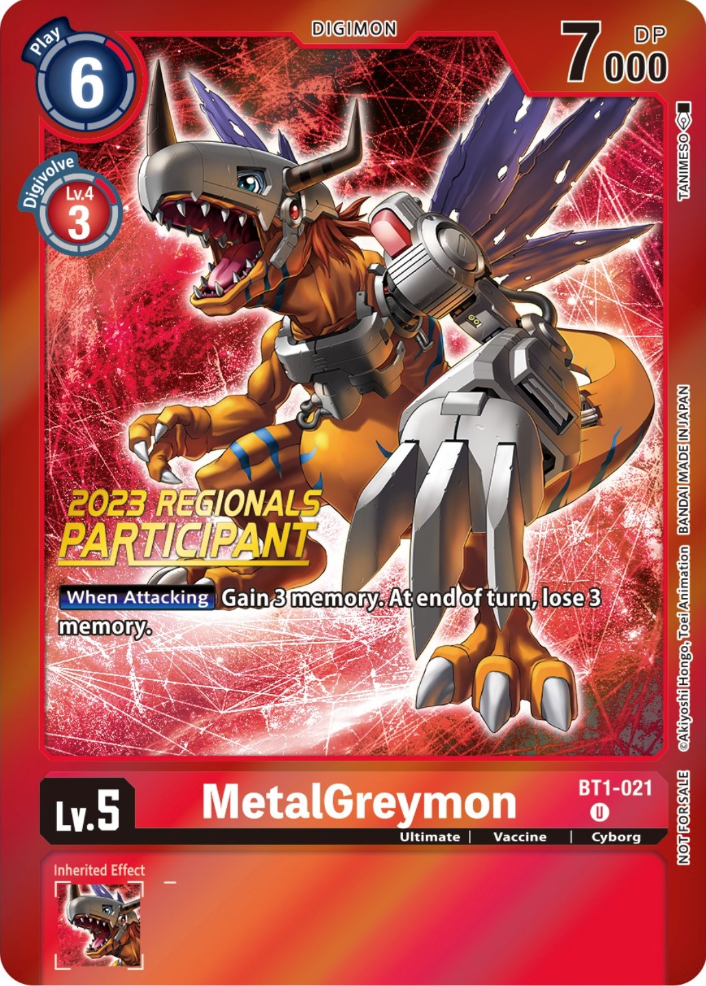 MetalGreymon [BT1-021] (2023 Regionals Participant) [Release Special Booster Promos] | Shuffle n Cut Hobbies & Games