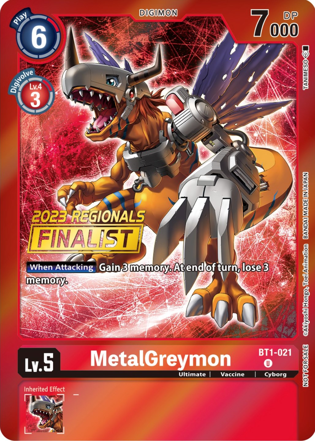 MetalGreymon [BT1-021] (2023 Regionals Finalist) [Release Special Booster Promos] | Shuffle n Cut Hobbies & Games