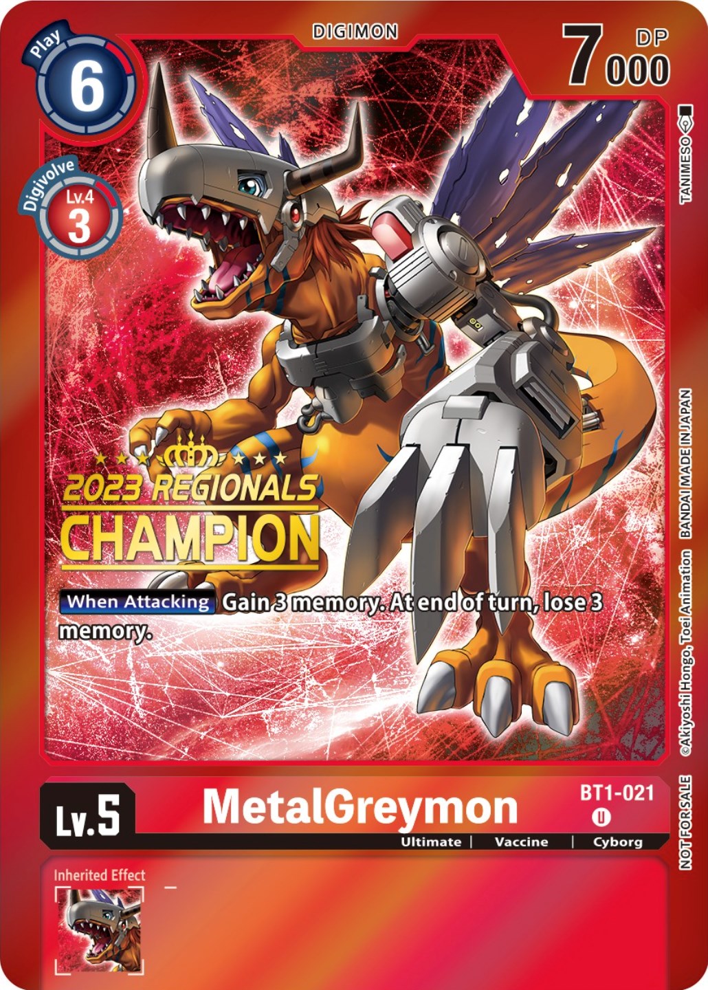 MetalGreymon [BT1-021] (2023 Regionals Champion) [Release Special Booster Promos] | Shuffle n Cut Hobbies & Games