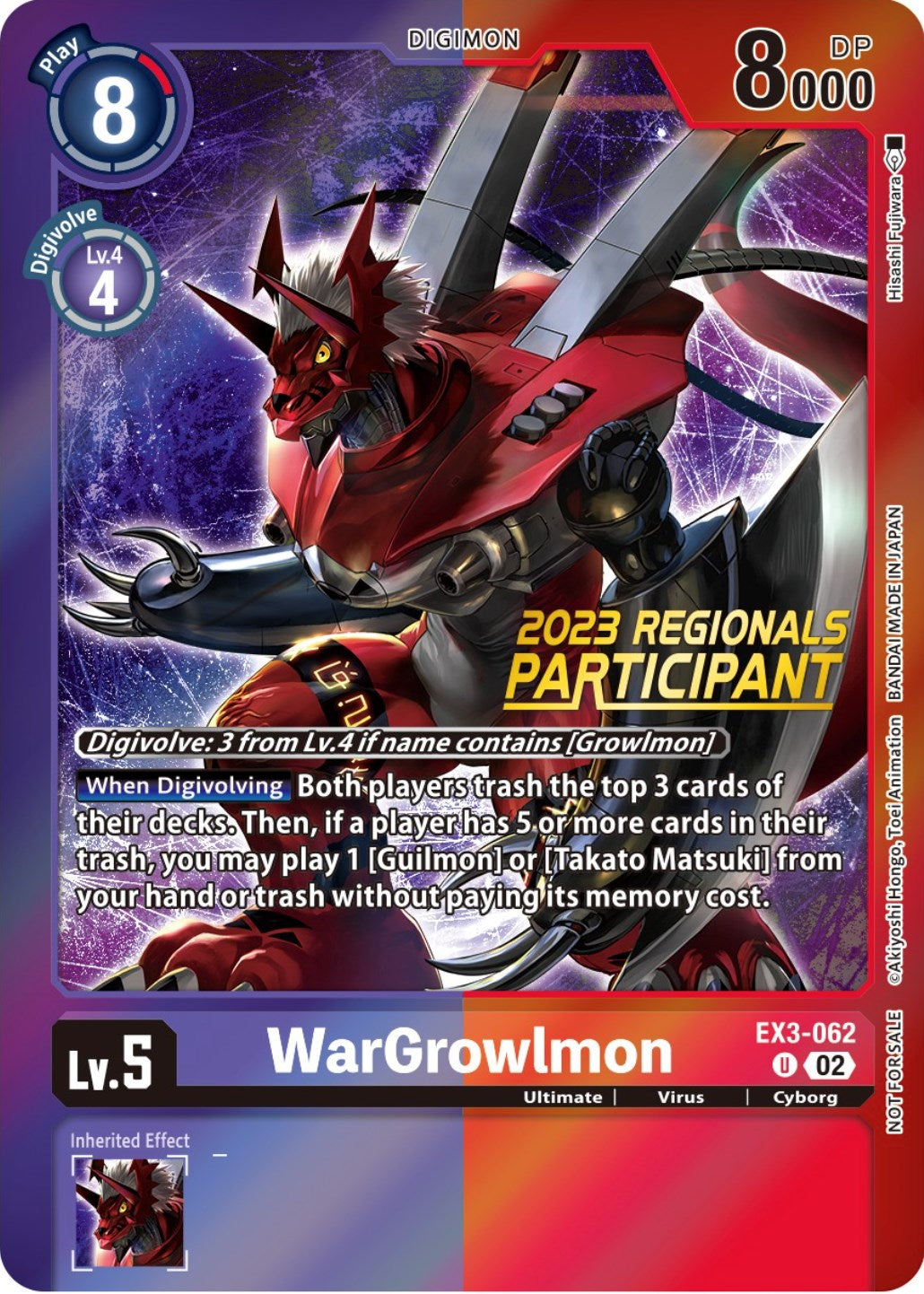 WarGrowlmon [EX3-062] (2023 Regionals Participant) [Draconic Roar Promos] | Shuffle n Cut Hobbies & Games