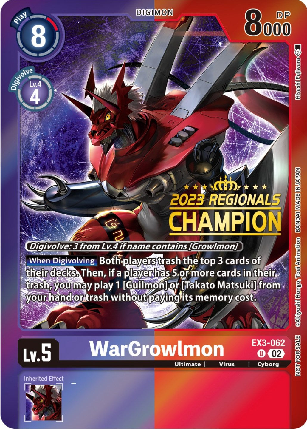 WarGrowlmon [EX3-062] (2023 Regionals Champion) [Draconic Roar Promos] | Shuffle n Cut Hobbies & Games