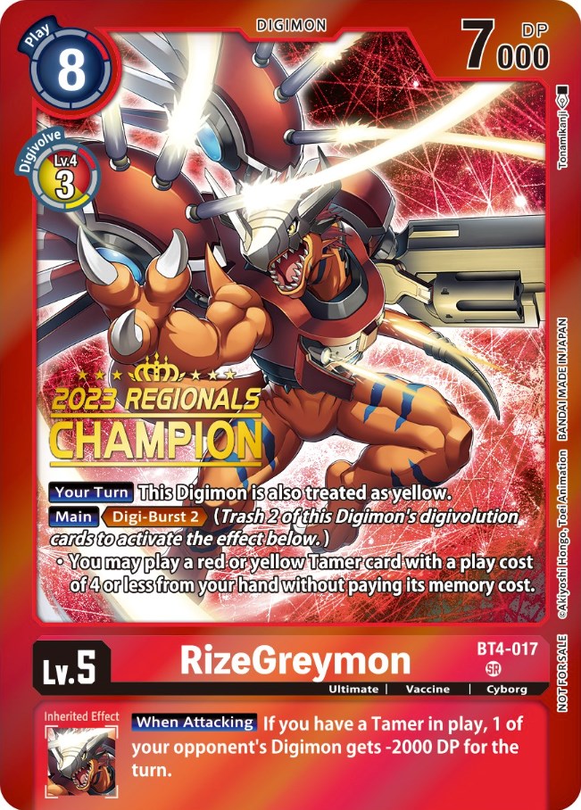 RizeGreymon [BT4-017] (2023 Regionals Champion) [Great Legend Promos] | Shuffle n Cut Hobbies & Games