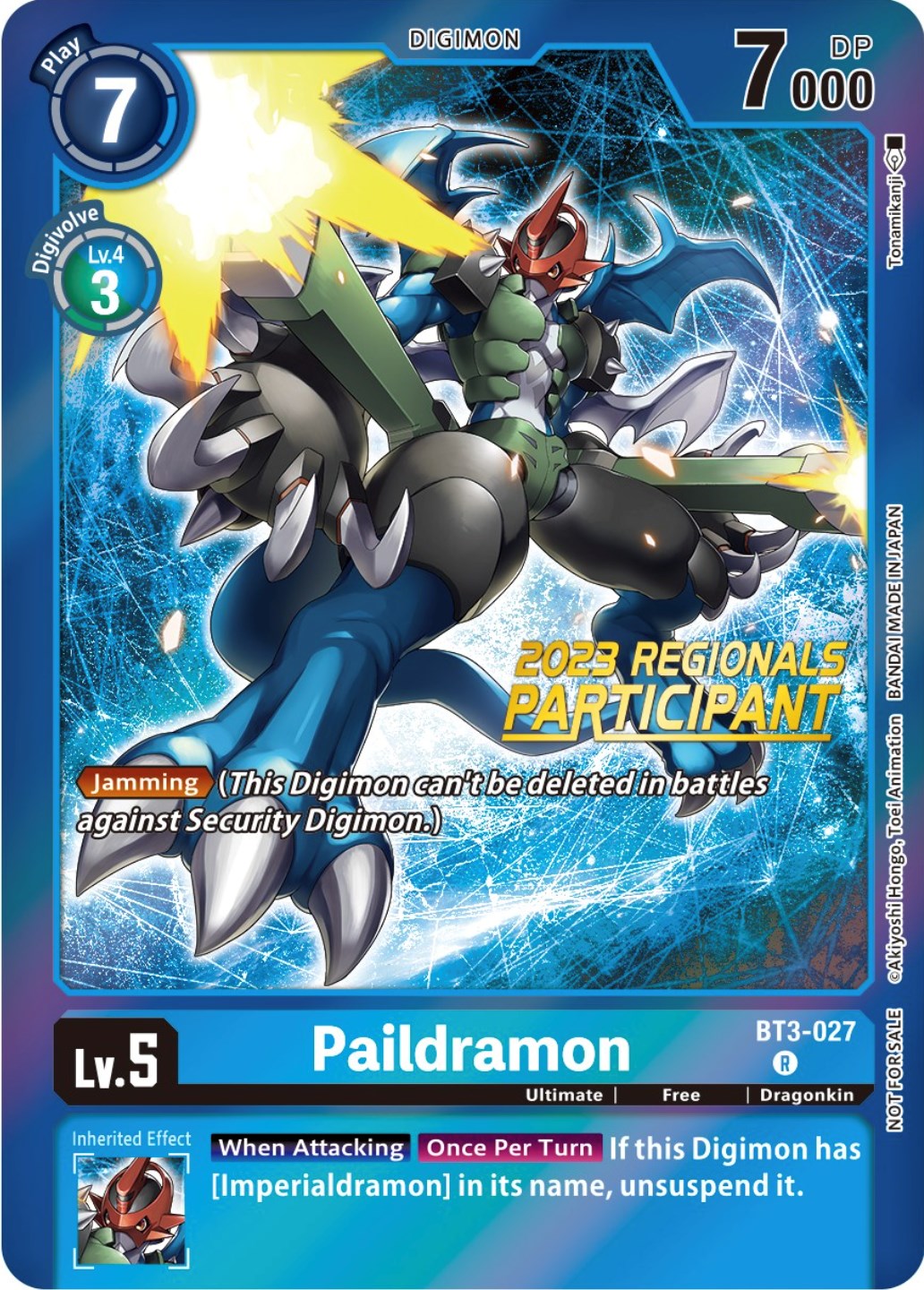 Paildramon [BT3-027] (2023 Regionals Participant) [Release Special Booster Promos] | Shuffle n Cut Hobbies & Games