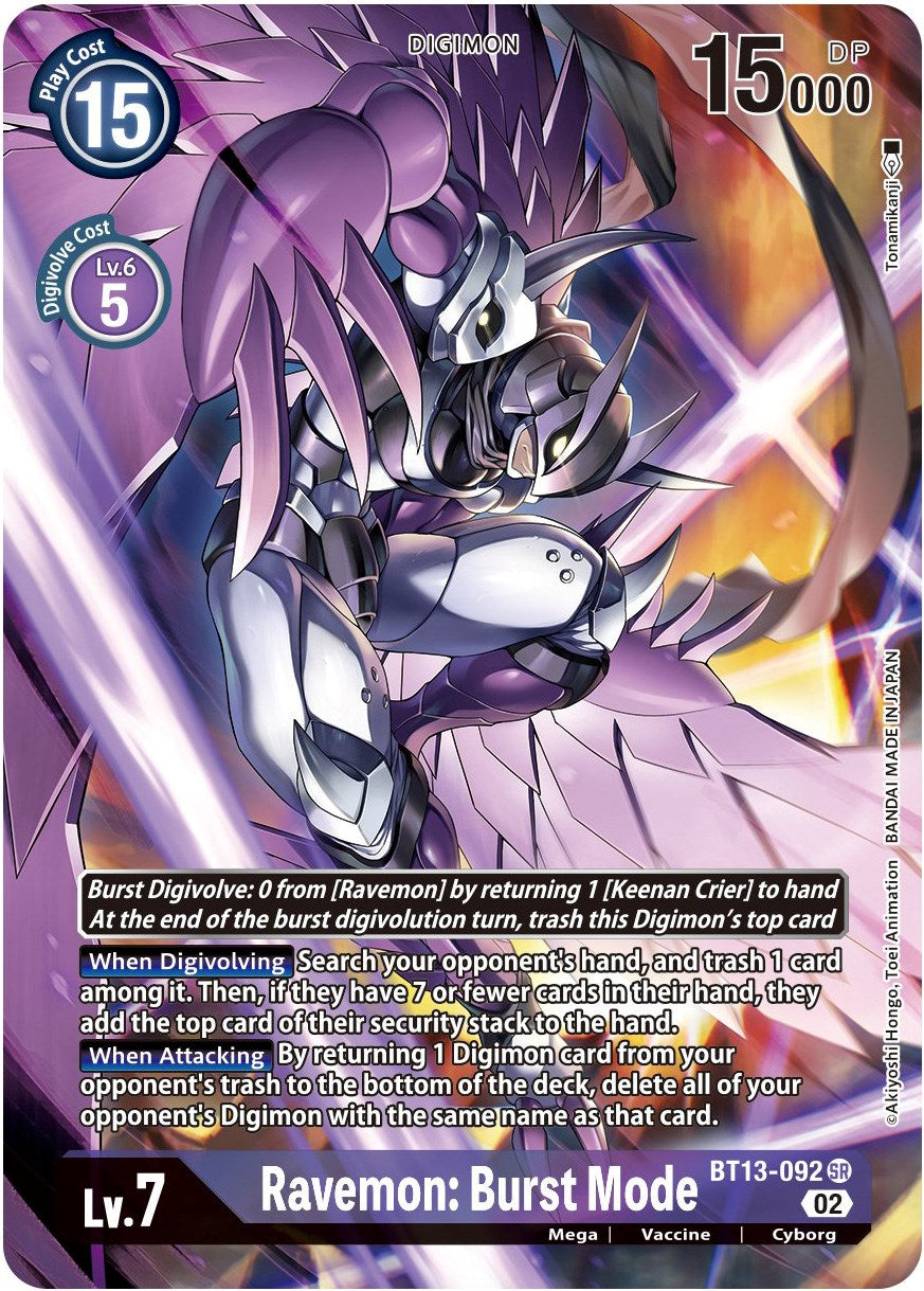 Ravemon: Burst Mode [BT13-092] (Alternate Art) [Versus Royal Knights Booster] | Shuffle n Cut Hobbies & Games