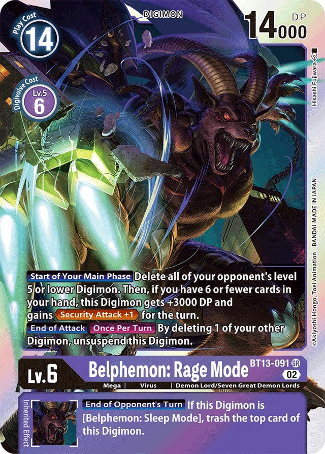 Belphemon: Rage Mode [BT13-091] [Versus Royal Knights Booster] | Shuffle n Cut Hobbies & Games