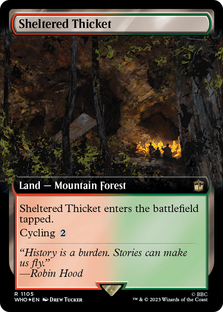 Sheltered Thicket (Extended Art) (Surge Foil) [Doctor Who] | Shuffle n Cut Hobbies & Games