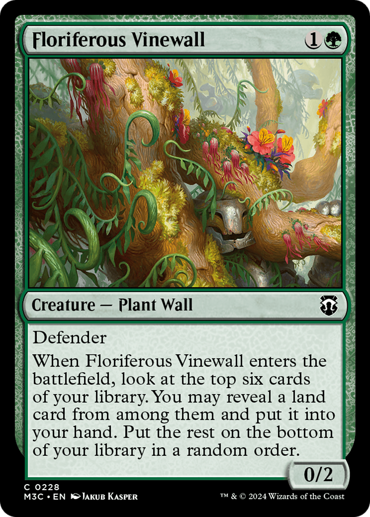 Floriferous Vinewall (Ripple Foil) [Modern Horizons 3 Commander] | Shuffle n Cut Hobbies & Games