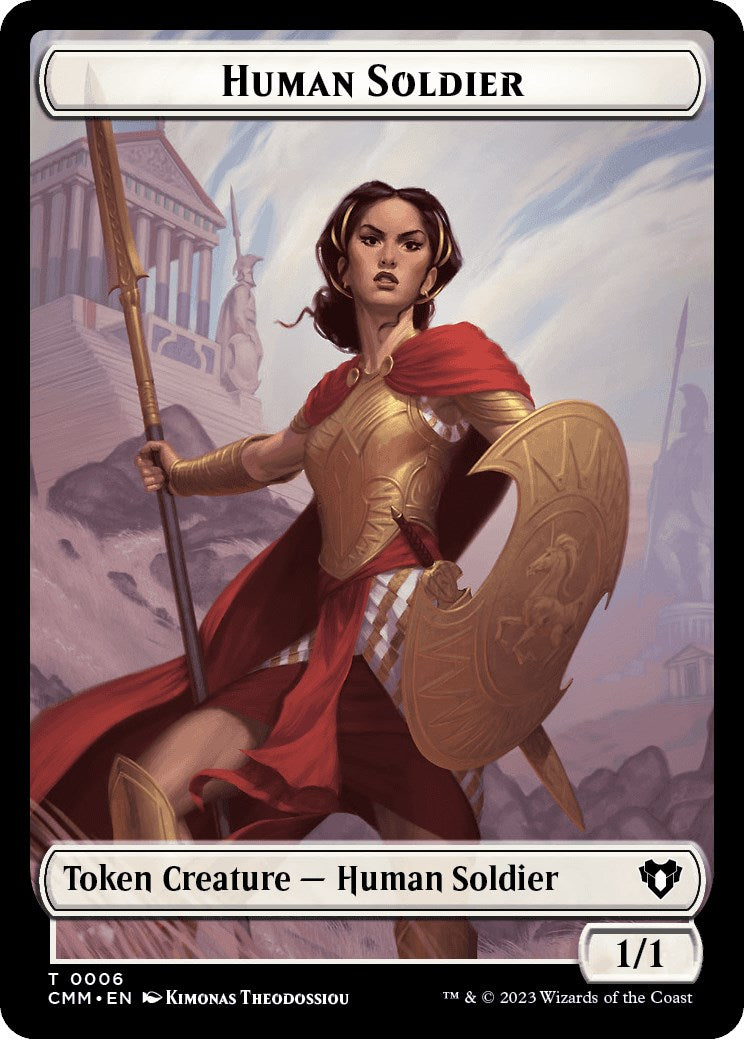 Human Soldier // Dragon (0021) Double-Sided Token [Commander Masters Tokens] | Shuffle n Cut Hobbies & Games