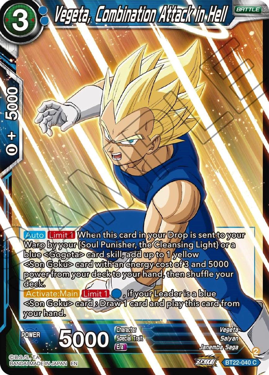 Vegeta, Combination Attack in Hell (BT22-040) [Critical Blow] | Shuffle n Cut Hobbies & Games