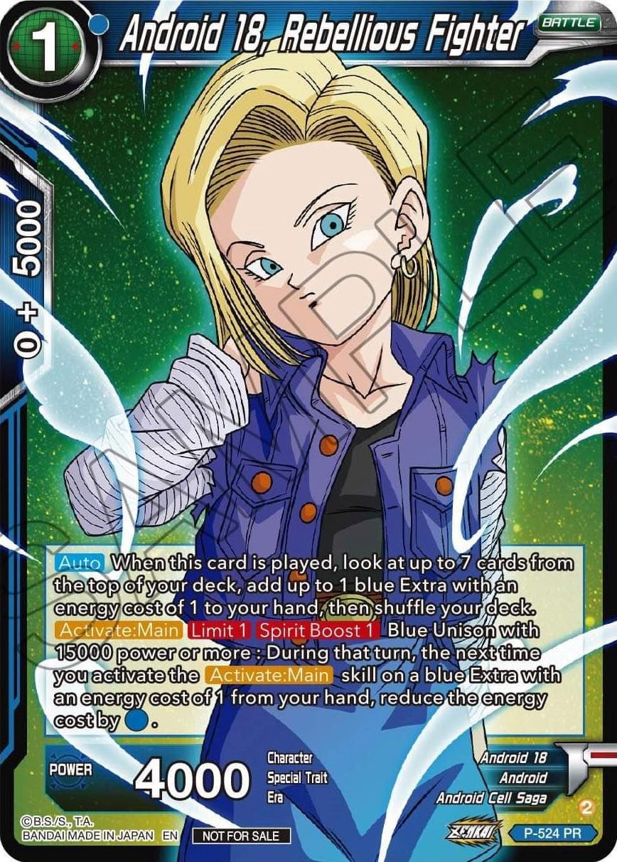 Android 18, Rebellious Fighter (Zenkai Series Tournament Pack Vol.5) (P-524) [Tournament Promotion Cards] | Shuffle n Cut Hobbies & Games