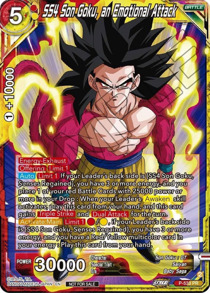 SS4, Son Goku, an Emotional Attack (Zenkai Series Tournament Pack Vol.5) (P-533) [Tournament Promotion Cards] | Shuffle n Cut Hobbies & Games