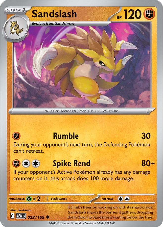 Sandslash (028/165) [Scarlet & Violet 151] | Shuffle n Cut Hobbies & Games