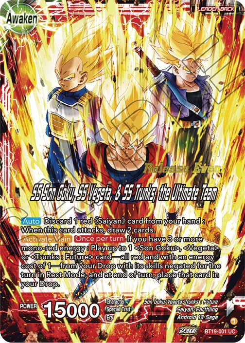 Son Goku & Vegeta & Trunks // SS Son Goku, SS Vegeta, & SS Trunks, the Ultimate Team (Fighter's Ambition Holiday Pack) (BT19-001) [Tournament Promotion Cards] | Shuffle n Cut Hobbies & Games