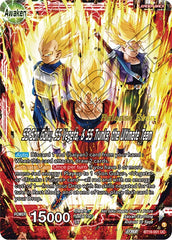 Son Goku & Vegeta & Trunks // SS Son Goku, SS Vegeta, & SS Trunks, the Ultimate Team (Fighter's Ambition Holiday Pack) (BT19-001) [Tournament Promotion Cards] | Shuffle n Cut Hobbies & Games