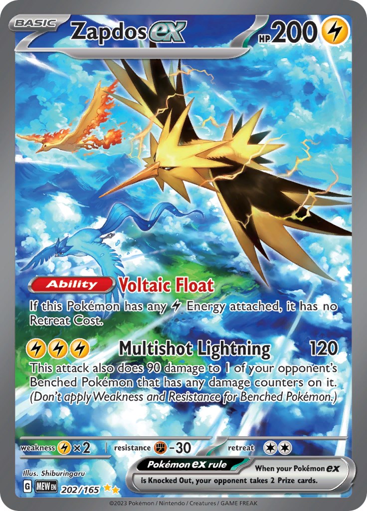 Zapdos ex (202/165) [Scarlet & Violet 151] | Shuffle n Cut Hobbies & Games