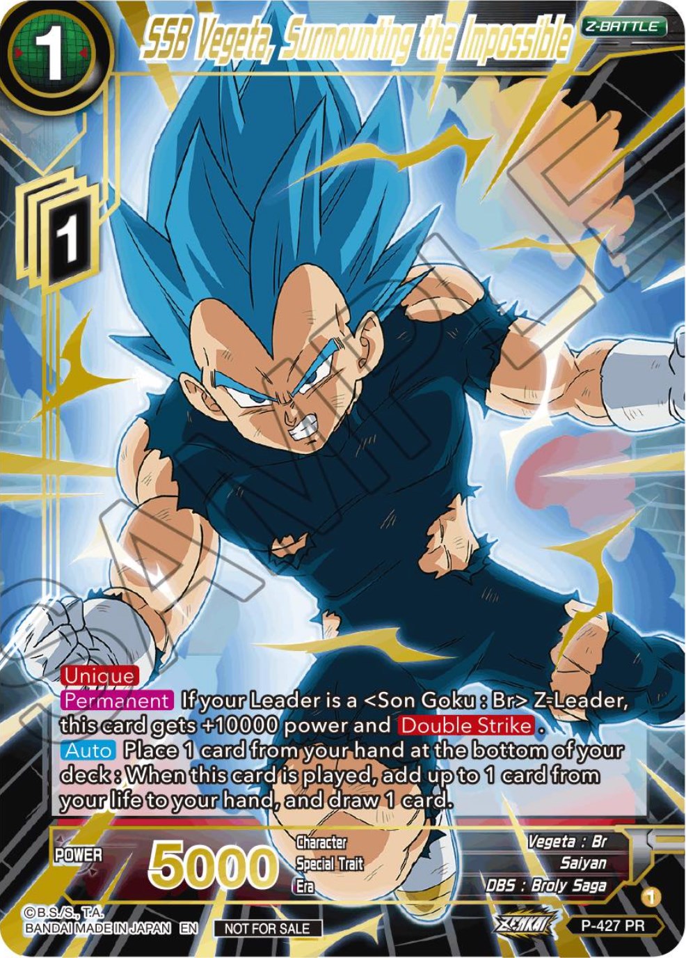 SSB Vegeta, Surmounting the Impossible (Alt. Art Card Set 2023 Vol. 3) (P-427) [Tournament Promotion Cards] | Shuffle n Cut Hobbies & Games