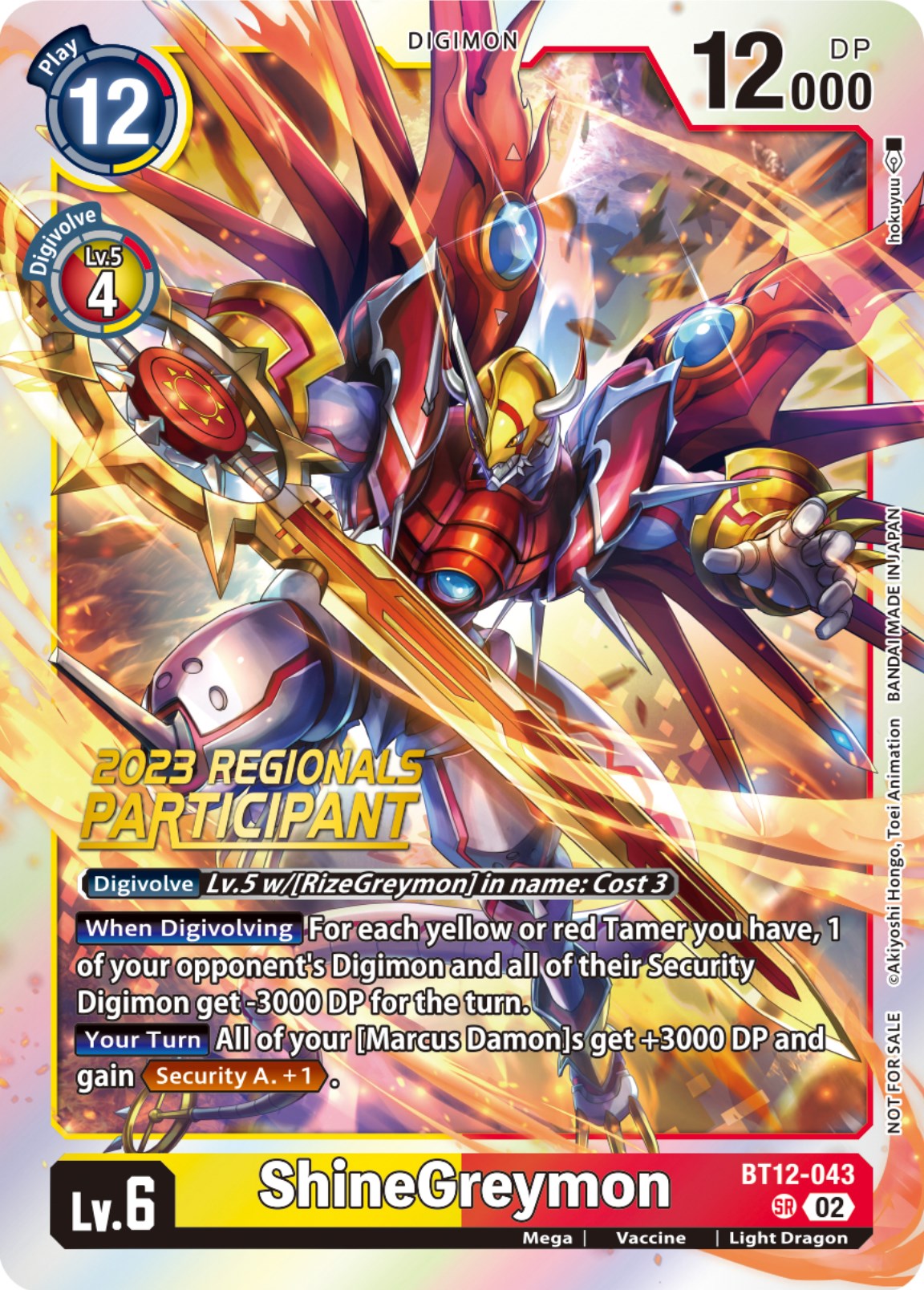 ShineGreymon [BT12-043] (2023 Regionals Participant) [Across Time] | Shuffle n Cut Hobbies & Games