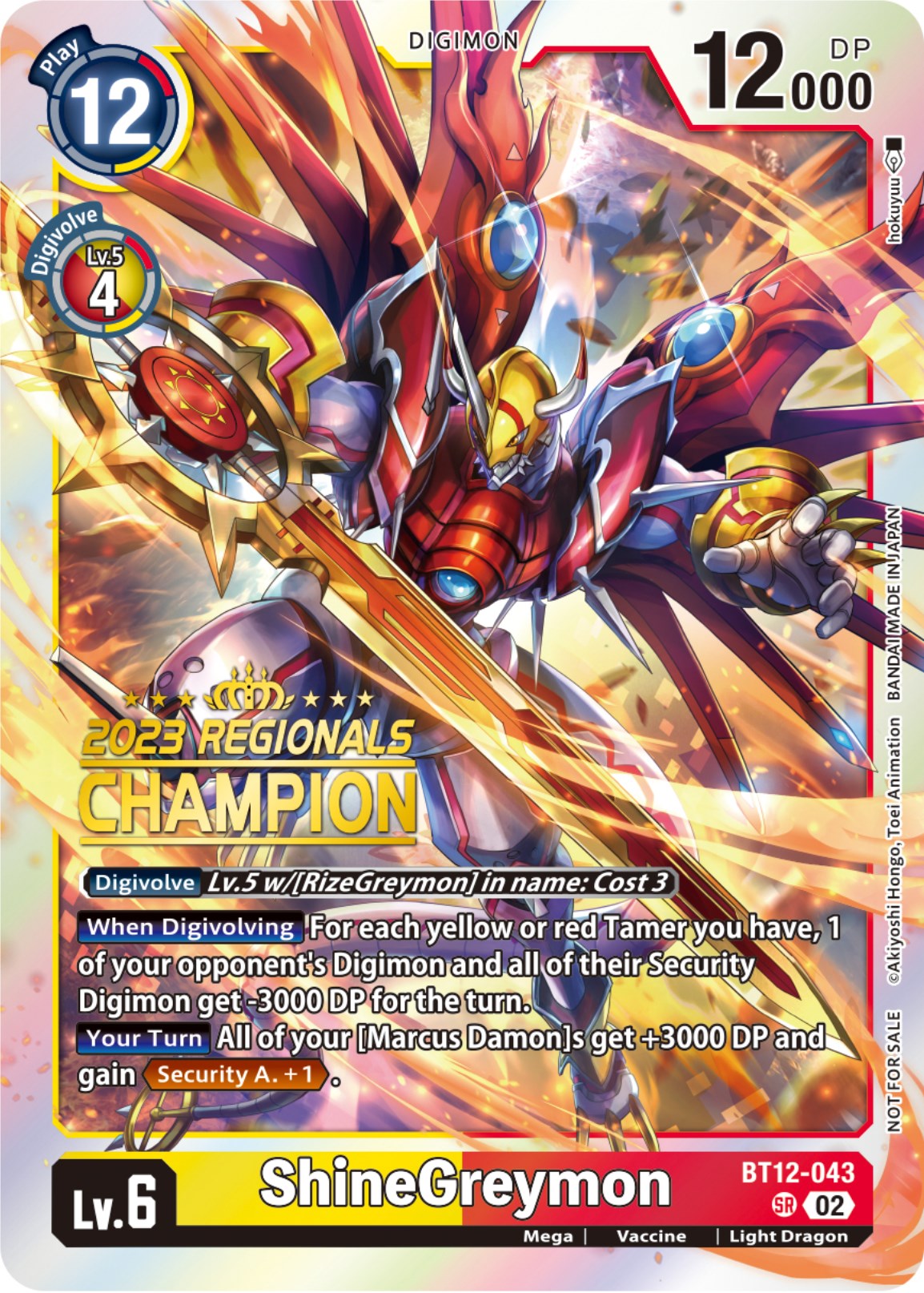 ShineGreymon [BT12-043] (2023 Regionals Champion) [Across Time] | Shuffle n Cut Hobbies & Games