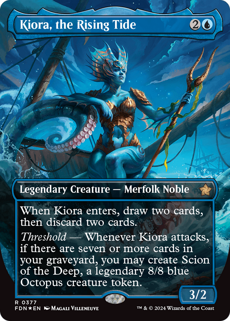 Kiora, the Rising Tide (Borderless) (Mana Foil) [Foundations] | Shuffle n Cut Hobbies & Games