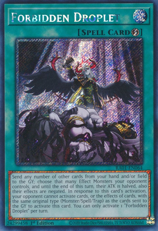 Forbidden Droplet [RA01-EN064] Platinum Secret Rare | Shuffle n Cut Hobbies & Games