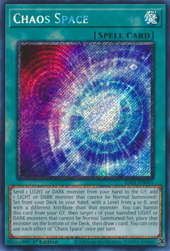 Chaos Space [RA01-EN065] Platinum Secret Rare | Shuffle n Cut Hobbies & Games