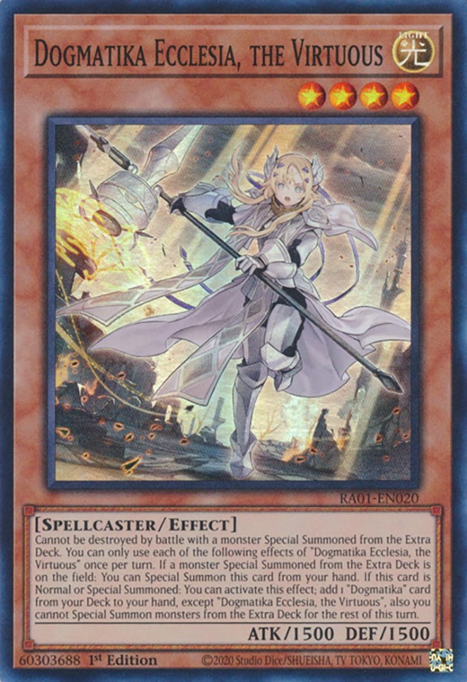 Dogmatika Ecclesia, the Virtuous [RA01-EN020] Super Rare | Shuffle n Cut Hobbies & Games