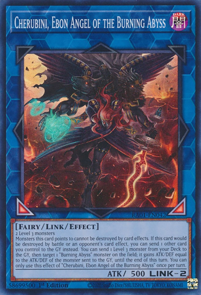 Cherubini, Ebon Angel of the Burning Abyss [RA01-EN042] Super Rare | Shuffle n Cut Hobbies & Games