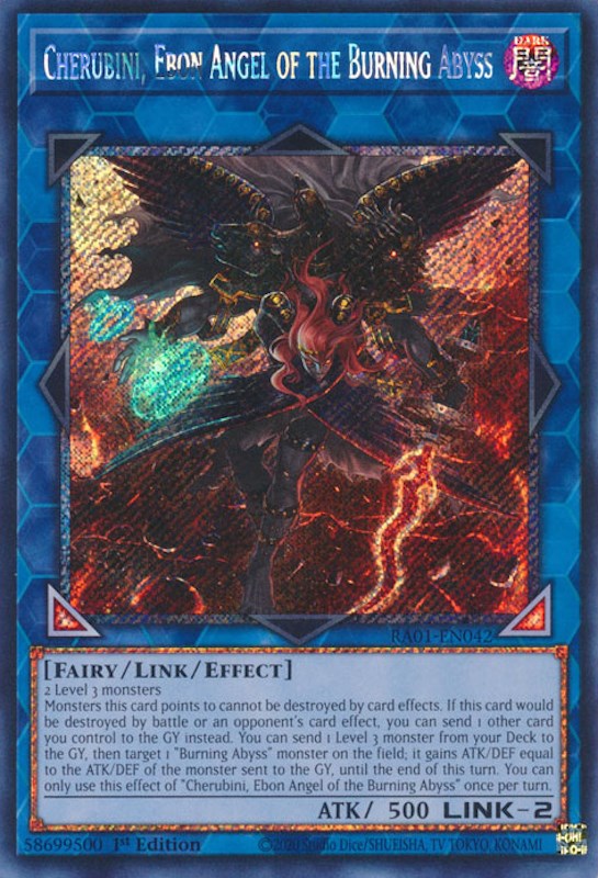 Cherubini, Ebon Angel of the Burning Abyss [RA01-EN042] Platinum Secret Rare | Shuffle n Cut Hobbies & Games