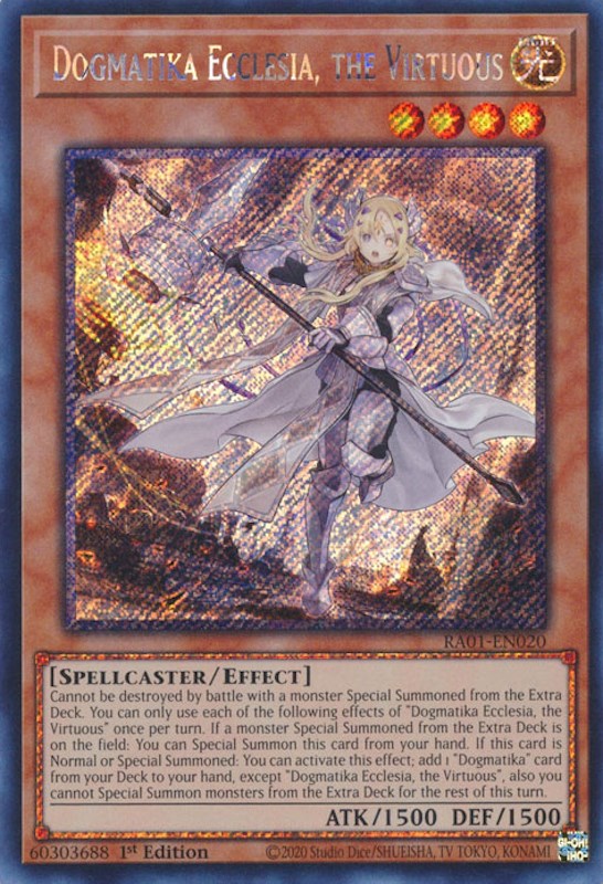 Dogmatika Ecclesia, the Virtuous [RA01-EN020] Platinum Secret Rare | Shuffle n Cut Hobbies & Games