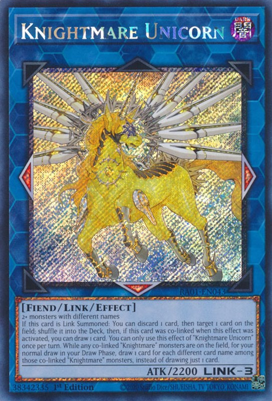 Knightmare Unicorn [RA01-EN043] Platinum Secret Rare | Shuffle n Cut Hobbies & Games